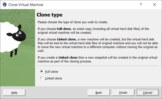 Clone Virtual Machine Wizard: Clone Type