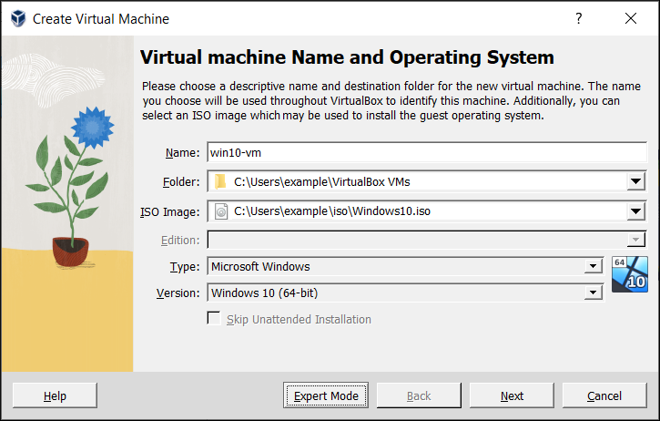 Creating a New Virtual Machine: Name and Operating System