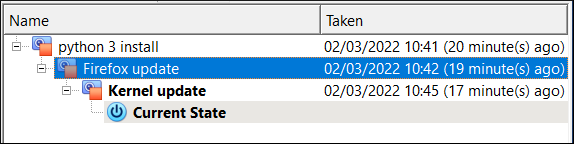 Snapshots List For a Virtual Machine